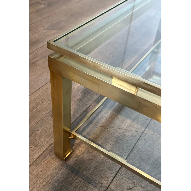 Modernist Brass and Glass Coffee Table, Guy Lefèvre for Maison Jansen, circa 1970 | Maison BARROIS