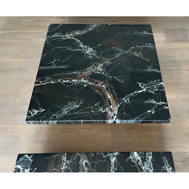 Rare Double Faux-Marble Coffee Table on Chrome Legs, Willy Rizzo, circa 1970 | Maison BARROIS