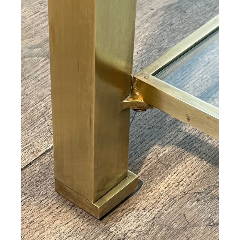 Modernist Brass and Glass Coffee Table, Guy Lefèvre for Maison Jansen, circa 1970 | Maison BARROIS