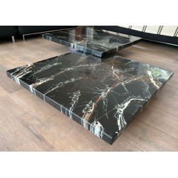 Rare Table Basse Double Faux Marbre sur Chrome, Willy Rizzo, vers 1970 | Maison BARROIS