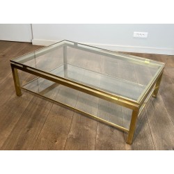 Modernist Brass and Glass Coffee Table, Guy Lefèvre for Maison Jansen, circa 1970 | Maison BARROIS