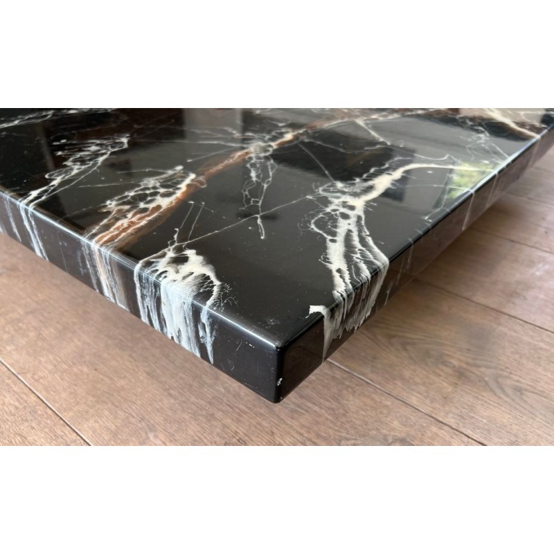 Rare Table Basse Double Faux Marbre sur Chrome, Willy Rizzo, vers 1970 | Maison BARROIS