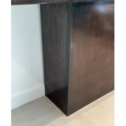 Gun Metal Console with Travertine Top, French Work, circa 1970 | Maison BARROIS