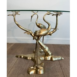 Table Basse Laiton Grues et Bonzaï de Willy Daro, Belgique, vers 1970 | Maison BARROIS