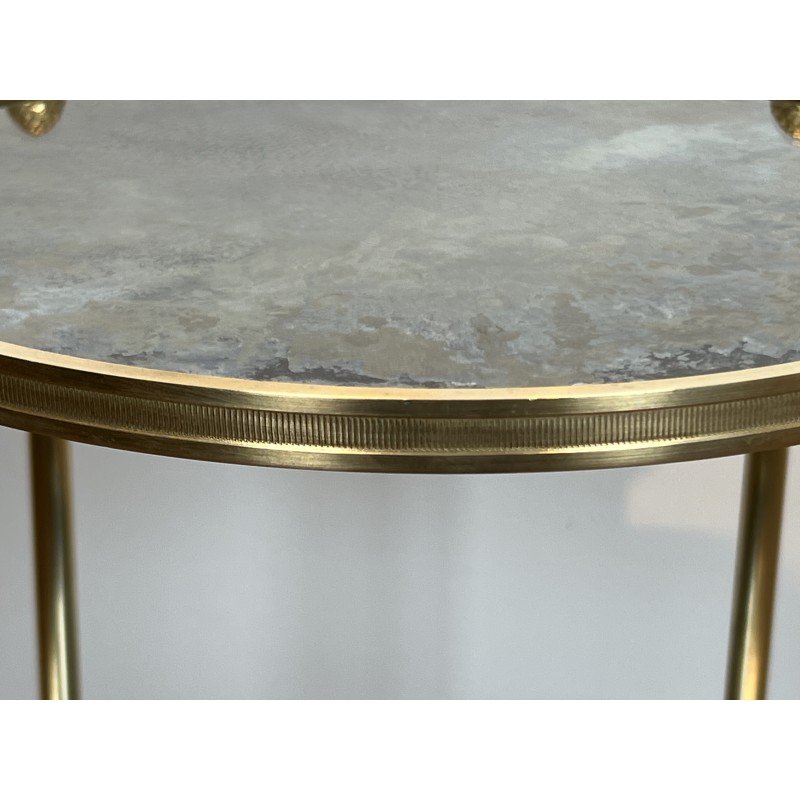 Three Tiers Round Gueridon with Eglomized Mirror Tops by Maison Baguès