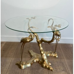 Table Basse Laiton Grues et Bonzaï de Willy Daro, Belgique, vers 1970 | Maison BARROIS