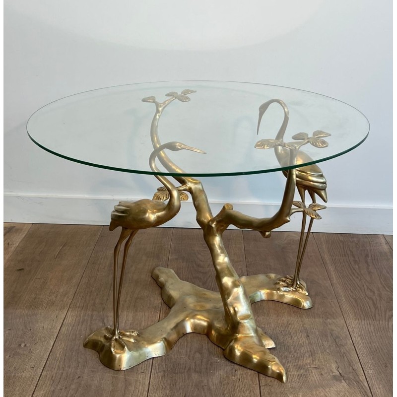 Table Basse Laiton Grues et Bonzaï de Willy Daro, Belgique, vers 1970 | Maison BARROIS