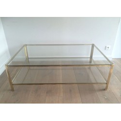 Large Bronze and Glass Coffee Table by Jacques Théophile Lepelletier, Broncz, circa 1970 | Maison BARROIS
