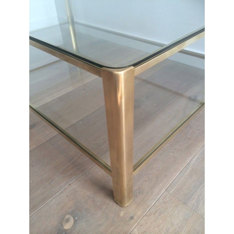 Large Bronze and Glass Coffee Table by Jacques Théophile Lepelletier, Broncz, circa 1970 | Maison BARROIS