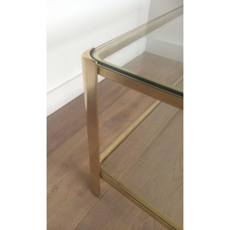 Large Bronze and Glass Coffee Table by Jacques Théophile Lepelletier, Broncz, circa 1970 | Maison BARROIS
