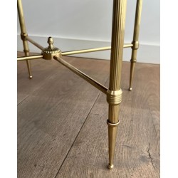 Table Basse Ronde Art Déco Laiton et Verre Noir, Maison Jansen, vers 1940 | Maison BARROIS