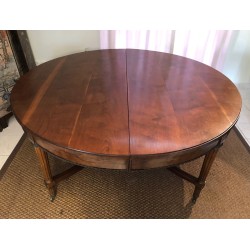 Important Guéridon à Pied Central en Acajou, Laiton et Bronze et Pouvant Former Une Grande Table de Salle à Manger