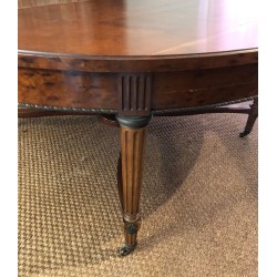 Important Guéridon à Pied Central en Acajou, Laiton et Bronze et Pouvant Former Une Grande Table de Salle à Manger