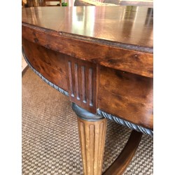 Important Guéridon à Pied Central en Acajou, Laiton et Bronze et Pouvant Former Une Grande Table de Salle à Manger