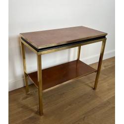 Bout de Canapé Laiton Métal Laqué Celluloïde Ambré, Guy Lefèvre, Jansen, vers 1970 | Maison BARROIS