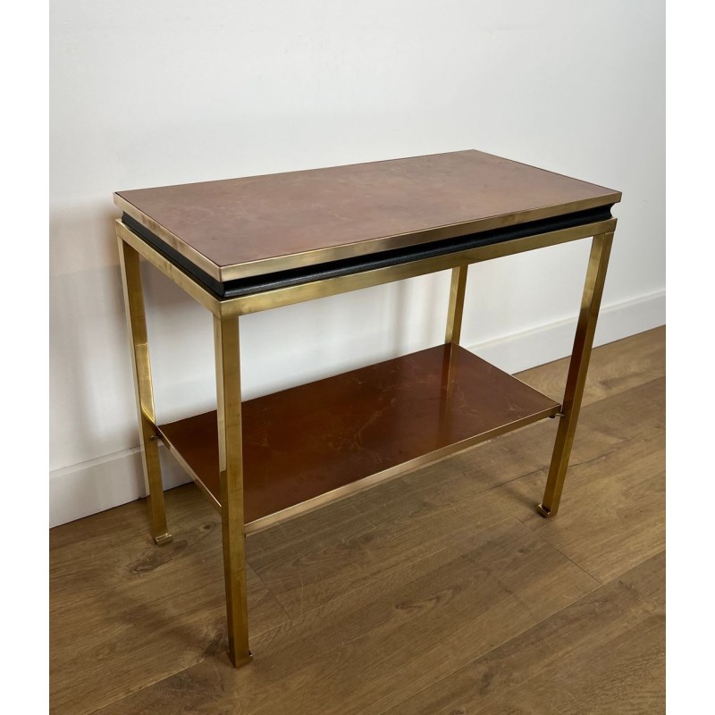 Bout de Canapé Laiton Métal Laqué Celluloïde Ambré, Guy Lefèvre, Jansen, vers 1970 | Maison BARROIS