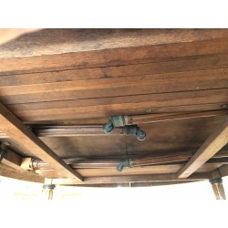 Important Guéridon à Pied Central en Acajou, Laiton et Bronze et Pouvant Former Une Grande Table de Salle à Manger