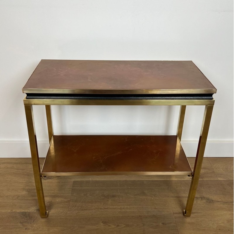 Bout de Canapé Laiton Métal Laqué Celluloïde Ambré, Guy Lefèvre, Jansen, vers 1970 | Maison BARROIS