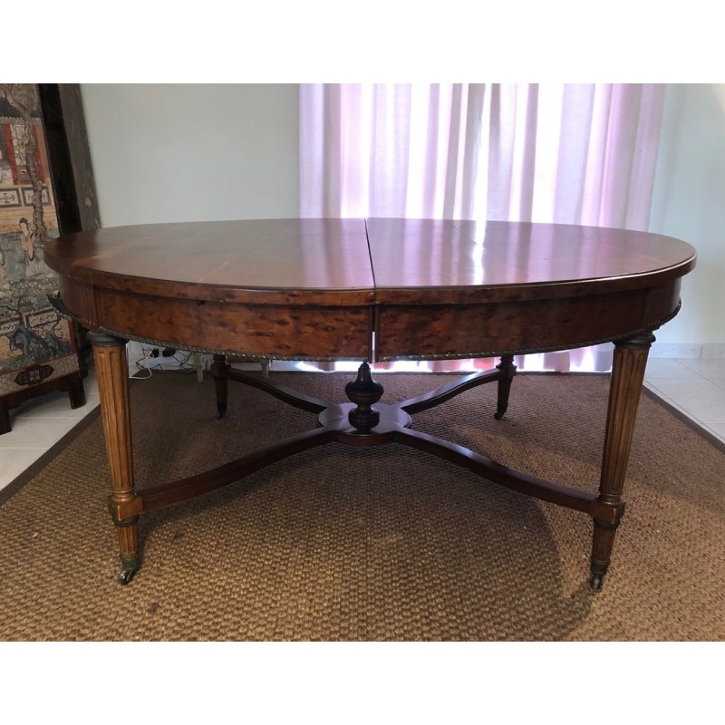 Neoclassical Mahogany and Bronze Extending Pedestal Dining Table, Louis XVI, 19th Century | Maison BARROIS