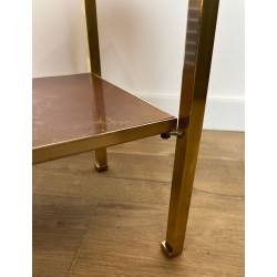 Brass and Black Lacquered Metal Side Table, Amber Celluloid, Guy Lefèvre, Jansen, circa 1970 | Maison BARROIS