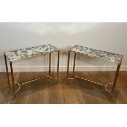Paire de Bouts de Canapé Laiton Miroirs Églomisés, Maison Baguès, vers 1940 | Maison BARROIS