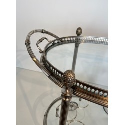 Oval Silvered Brass Drinks Trolley by Maison Bagués