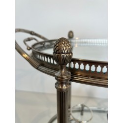 Oval Silvered Brass Drinks Trolley by Maison Bagués