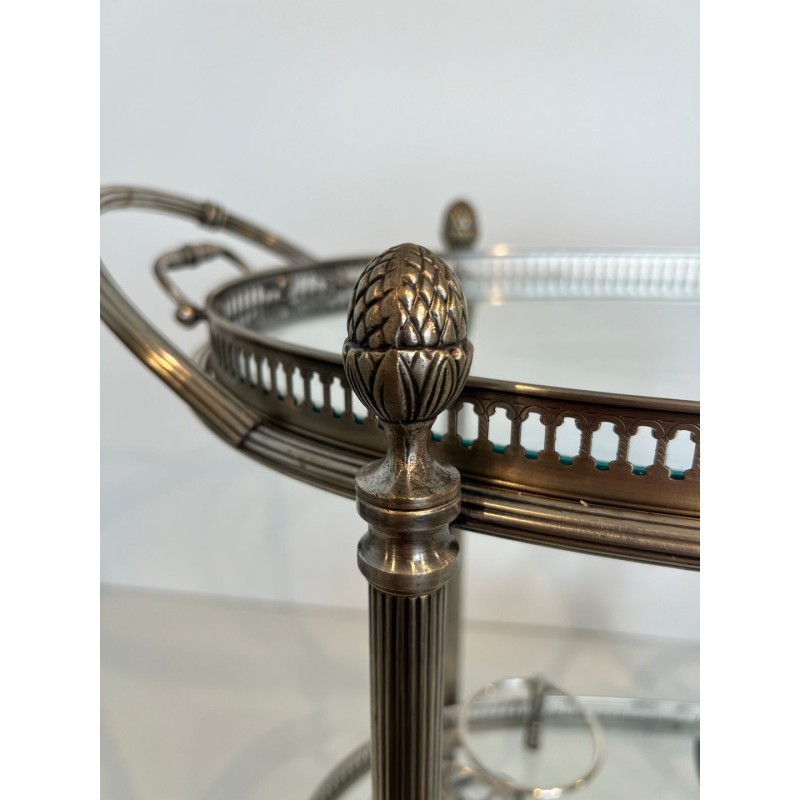 Oval Silvered Brass Drinks Trolley by Maison Bagués