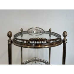 Table Roulante Ovale en Laiton Argenté de la Maison Baguès