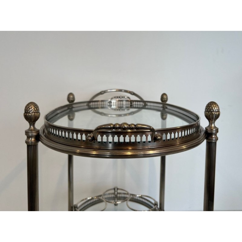 Oval Silvered Brass Drinks Trolley by Maison Bagués