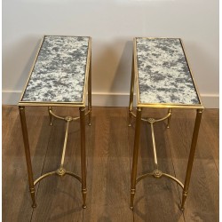 Paire de Bouts de Canapé Laiton Miroirs Églomisés, Maison Baguès, vers 1940 | Maison BARROIS