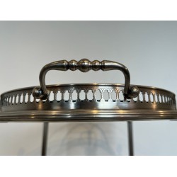 Oval Silvered Brass Drinks Trolley by Maison Bagués