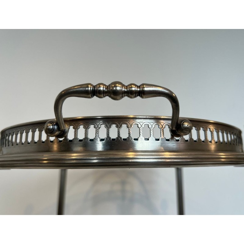 Oval Silvered Brass Drinks Trolley by Maison Bagués