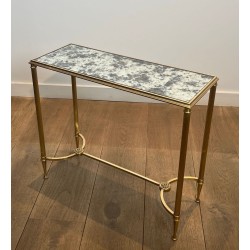 Pair of Neoclassical Brass Side Tables, Églomisé Mirror Tops, Maison Baguès, circa 1940 | Maison BARROIS