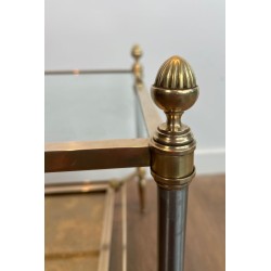 Pair of Neoclassical Steel and Brass Side Tables, Glass and Églomisé, Maison Jansen, 1940 | Maison BARROIS