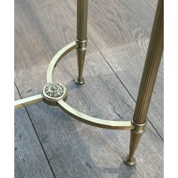 Pair of Neoclassical Brass Side Tables, Églomisé Mirror Tops, Maison Baguès, circa 1940 | Maison BARROIS