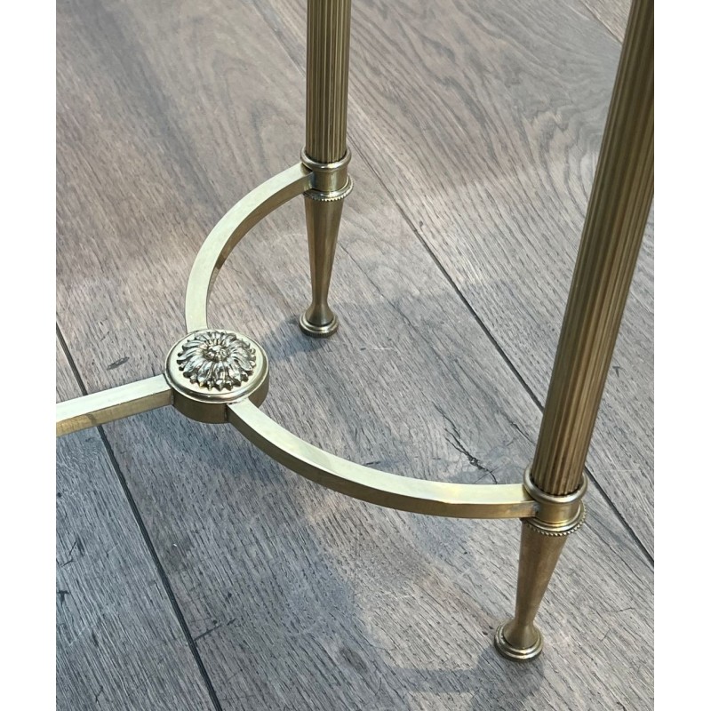 Paire de Bouts de Canapé en Laiton à Plateaux de Miroirs Antiques de la Maison Baguès