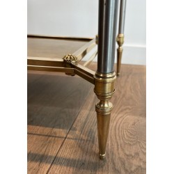 Pair of Neoclassical Steel and Brass Side Tables, Glass and Églomisé, Maison Jansen, 1940 | Maison BARROIS