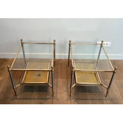 Paire de Bouts de Canapé Acier Laiton Miroir Églomisé, Maison Jansen, vers 1940 | Maison BARROIS