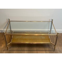 Table Basse Néoclassique Laiton Acier Verre Miroir Églomisé, Maison Jansen, vers 1940 | Maison BARROIS