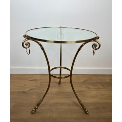 Guéridon Tripode Néoclassique Laiton et Verre, Goût Maison Jansen, vers 1970 | Maison BARROIS