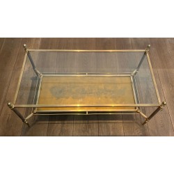 Table Basse Néoclassique Laiton Acier Verre Miroir Églomisé, Maison Jansen, vers 1940 | Maison BARROIS