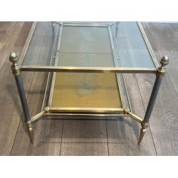 Table Basse Néoclassique Laiton Acier Verre Miroir Églomisé, Maison Jansen, vers 1940 | Maison BARROIS