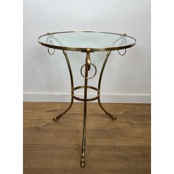 Neoclassical Brass Tripod Guéridon, Round Glass Top, Style of Maison Jansen, circa 1970 | Maison BARROIS