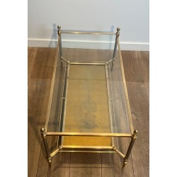 Table Basse Néoclassique Laiton Acier Verre Miroir Églomisé, Maison Jansen, vers 1940 | Maison BARROIS