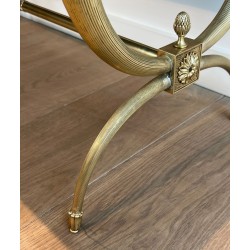 Table Basse Néoclassique Laiton et Marbre Noir Doré, Raymond Subes, vers 1940 | Maison BARROIS