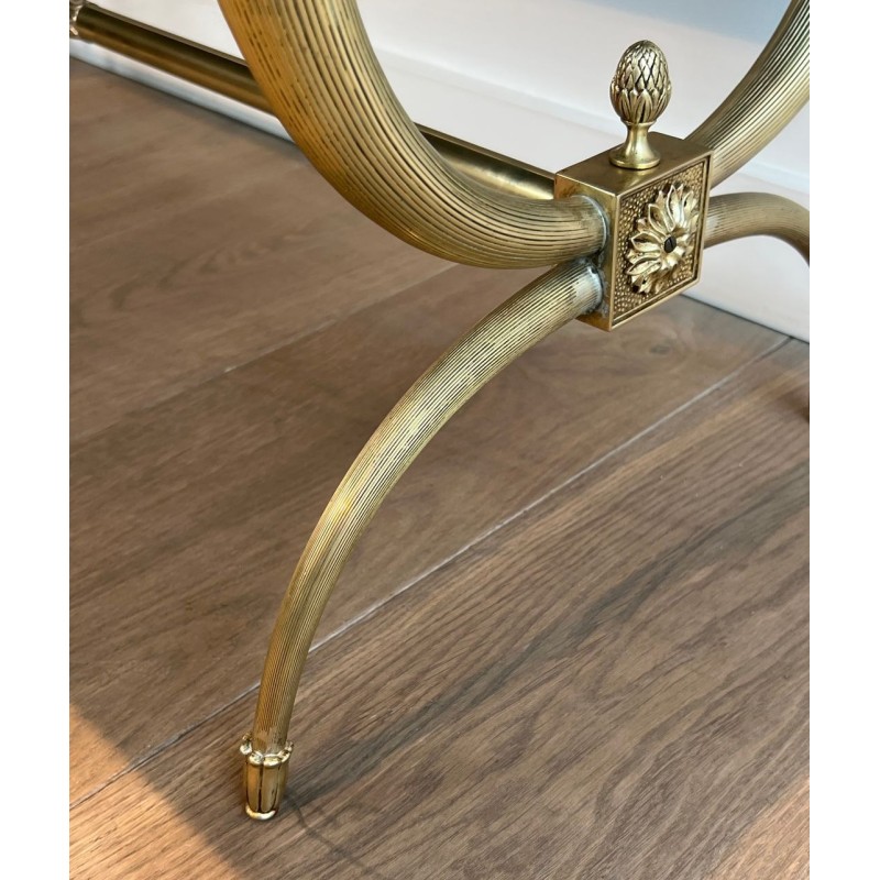 Table Basse Néoclassique Laiton et Marbre Noir Doré, Raymond Subes, vers 1940 | Maison BARROIS