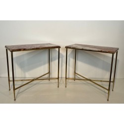 Paire de Bouts de Canapé Néoclassiques Laiton et Marbre, Maison Jansen, vers 1940 | Maison BARROIS