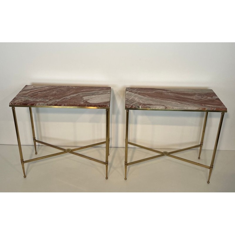 Paire de Bouts de Canapé Néoclassiques Laiton et Marbre, Maison Jansen, vers 1940 | Maison BARROIS