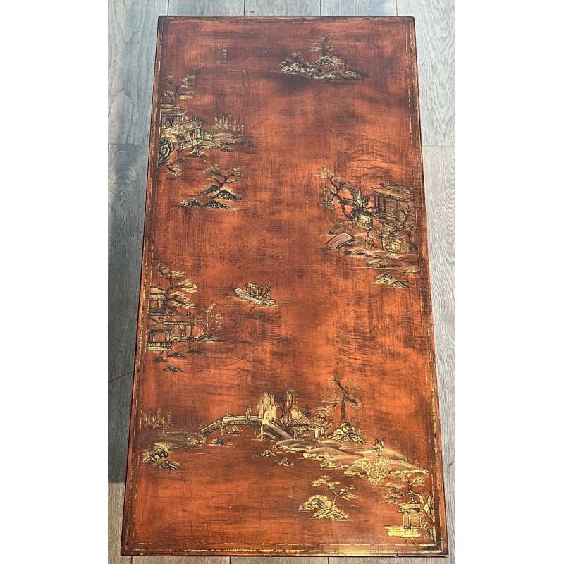 Neoclassical Brass Coffee Table with Chinoiserie Lacquered Top, Attributed Maison Jansen, 1940 | Maison BARROIS